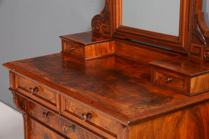 Edle Louis Philippe Kommode mit Spiegelaufsatz Biedermeier Frisierkommode Holz Schrank Antik Flurschrank um 1880