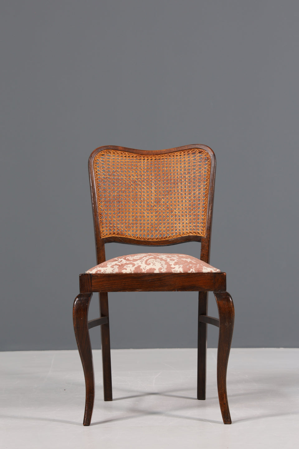 Original Chippendale Stuhl Vintage Korbgeflecht Küchenstuhl Samt Stuhl