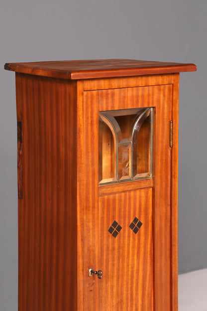 Prachtvolle Jugendstil Vitrine Antiker Bücherschrank Eiche Schrank Glasvitrine Geschirrschrank