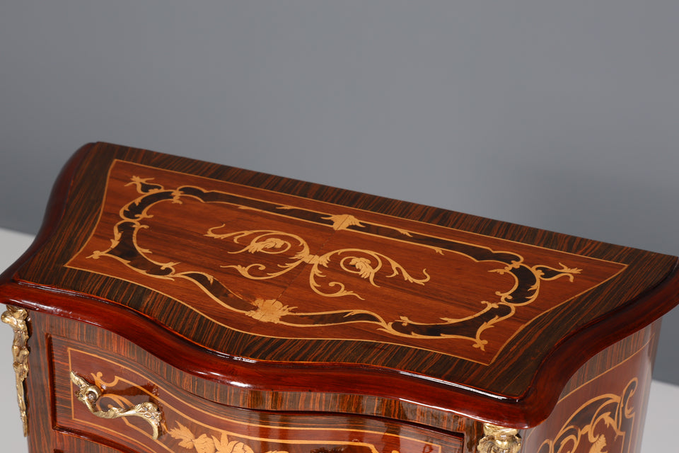 Edler Barock Stil Louis XV Highboard Intarsien Vertiko Kommode