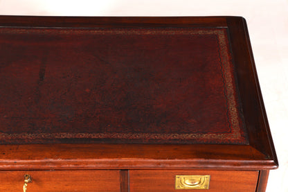 Edler Englischer Military Chest Schreibtisch Maritim Bürotisch Lederauflage Office Desk
