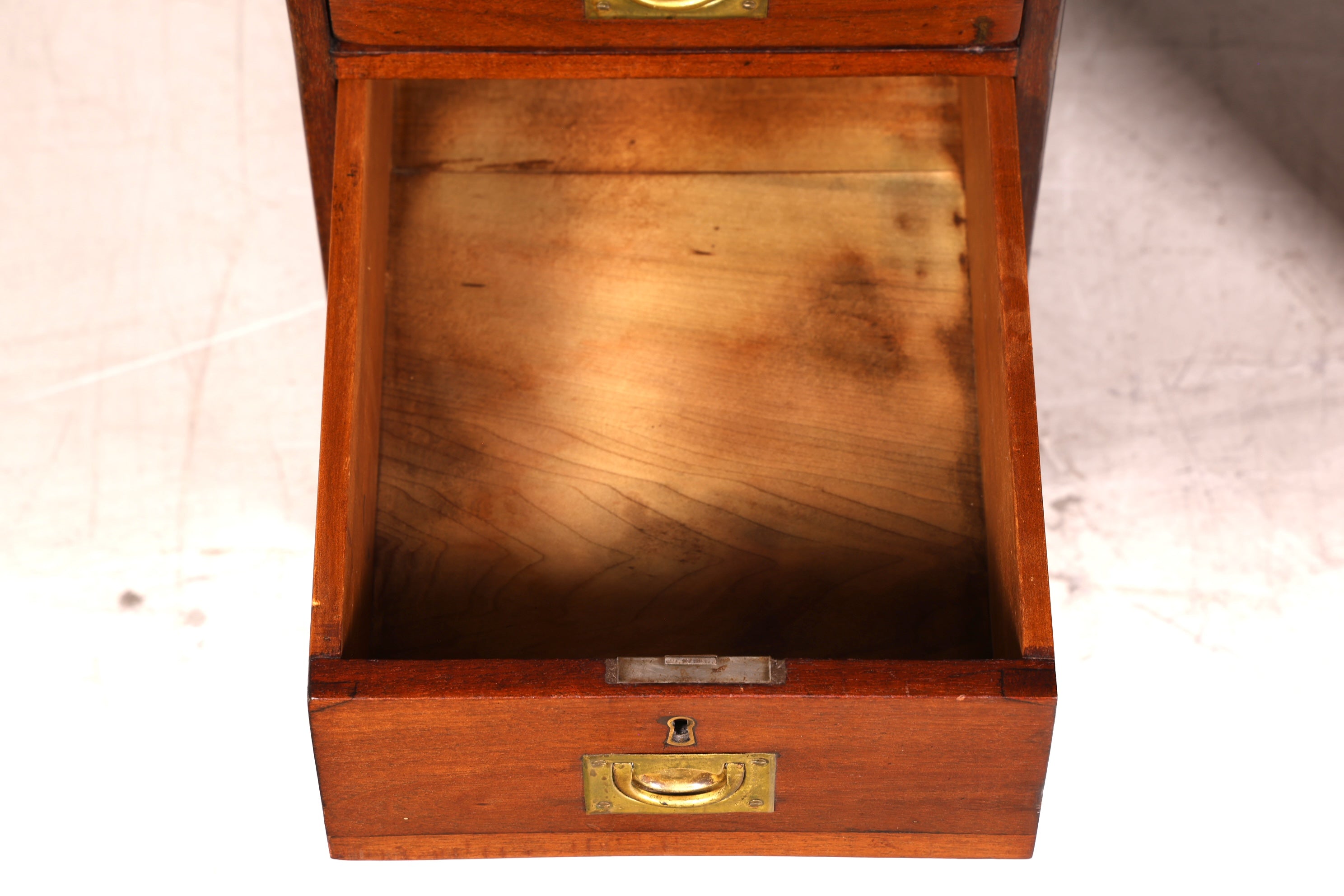 Edler Englischer Military Chest Schreibtisch Maritim Bürotisch Lederauflage Office Desk