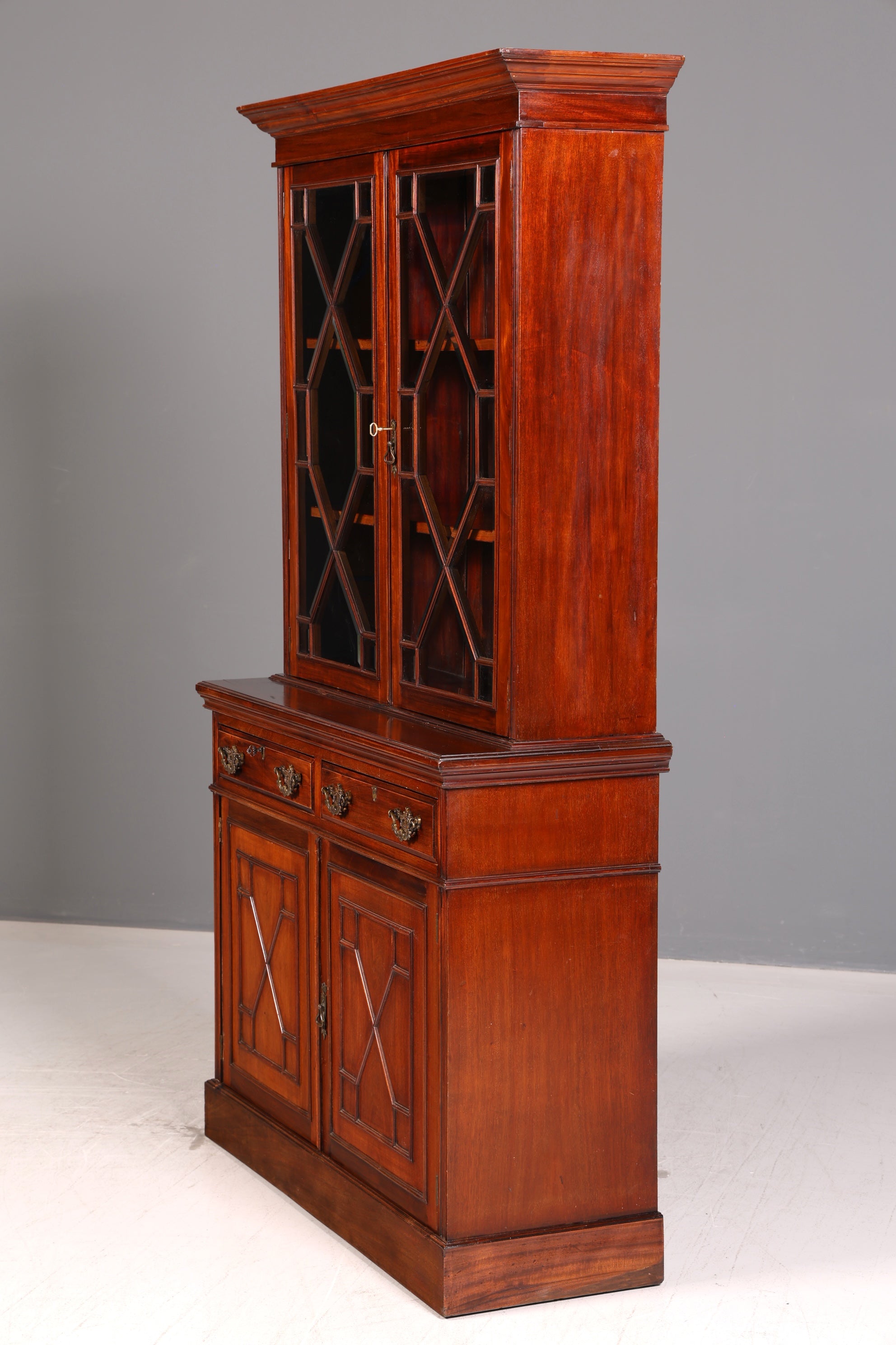 Beeindruckender Englischer Bücherschrank Mahagoni Vitrine Bibliothek Antik Glasvitrine Buffet