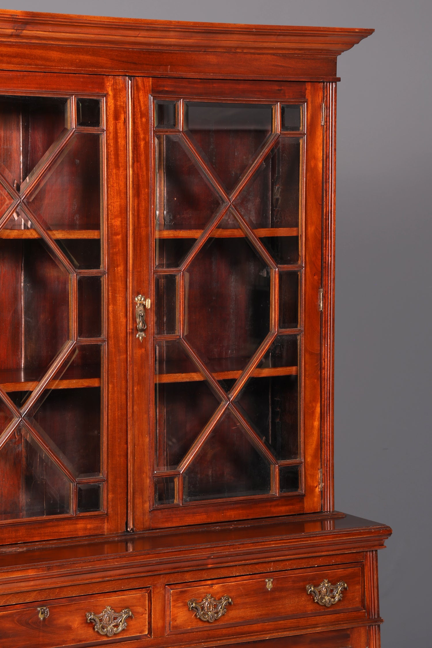 Beeindruckender Englischer Bücherschrank Mahagoni Vitrine Bibliothek Antik Glasvitrine Buffet