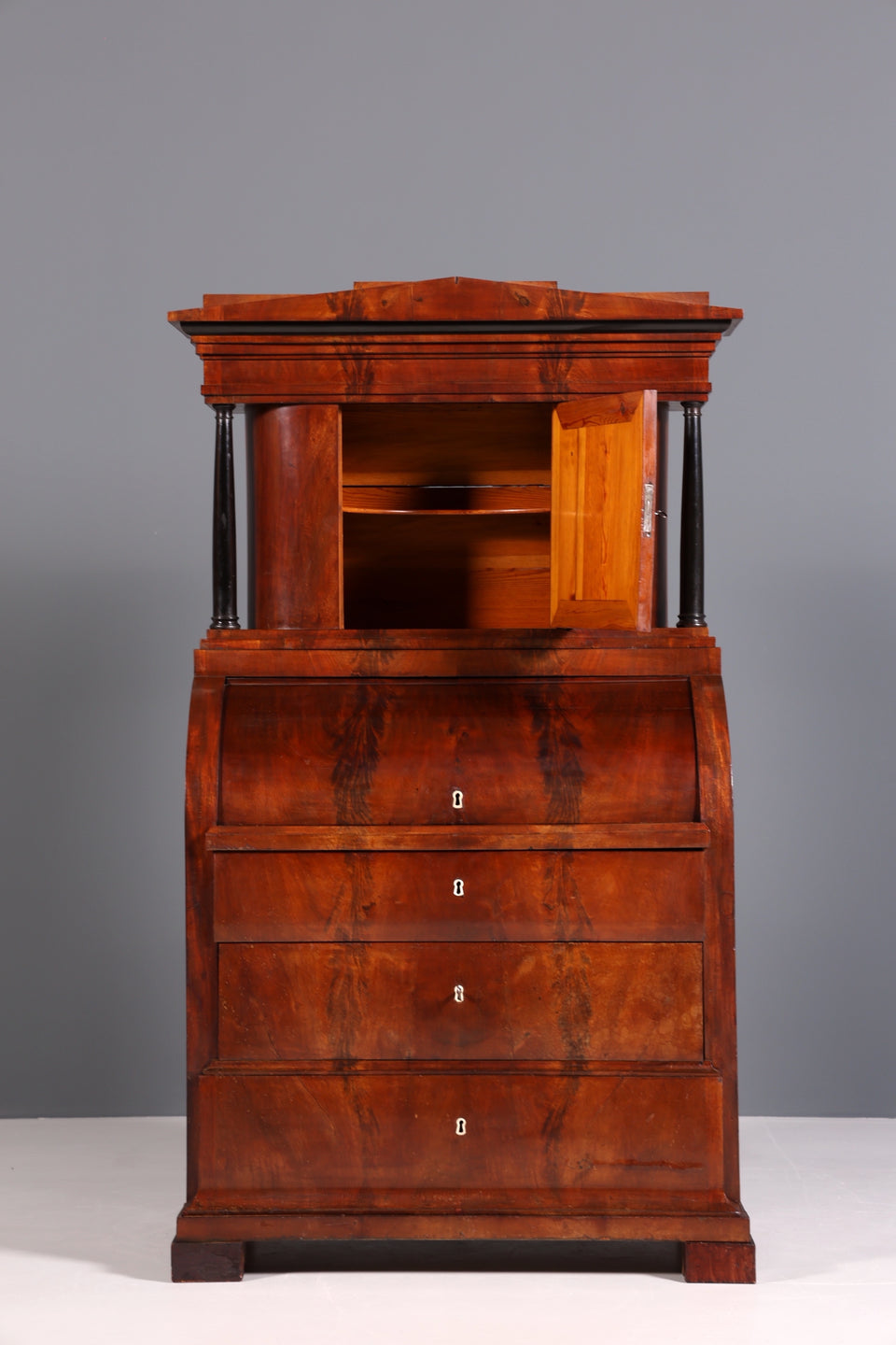 Traumhafter Biedermeier Sekretär um 1840 Rollladen Kommode Säulen Schrank