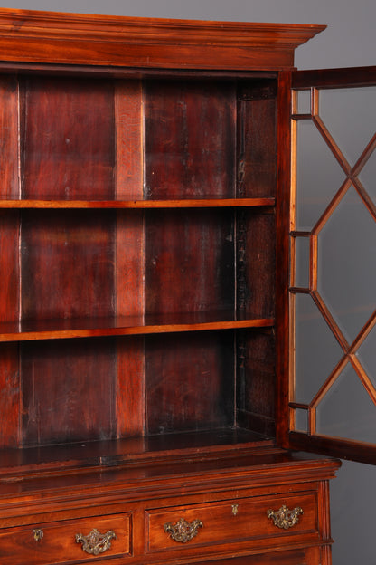 Beeindruckender Englischer Bücherschrank Mahagoni Vitrine Bibliothek Antik Glasvitrine Buffet
