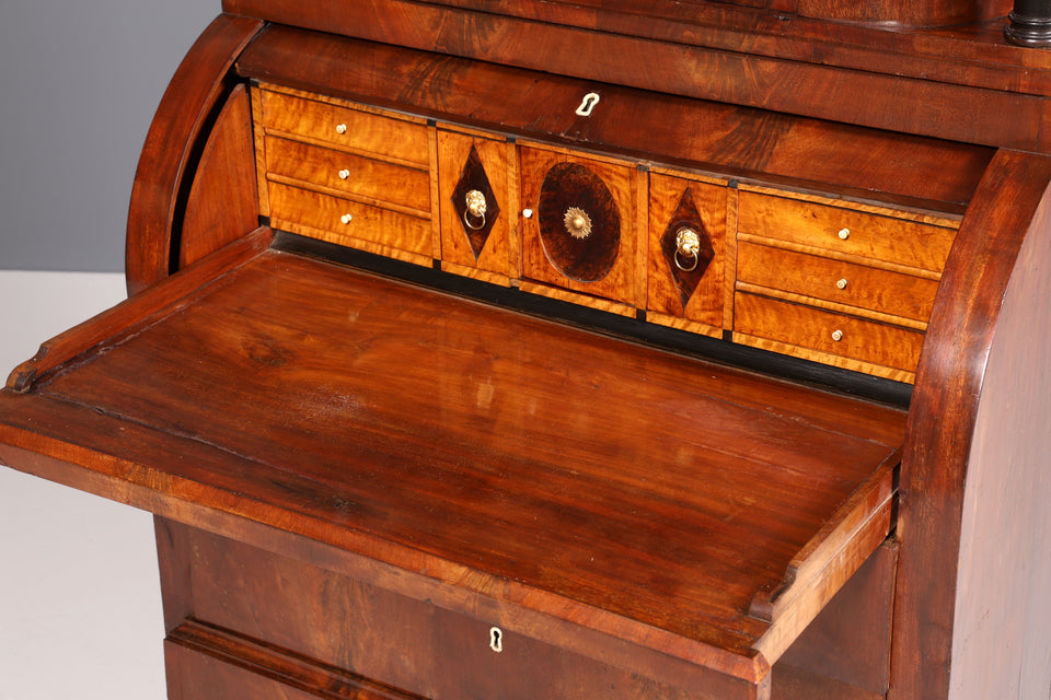Traumhafter Biedermeier Sekretär um 1840 Rollladen Kommode Säulen Schrank