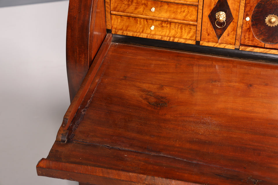 Traumhafter Biedermeier Sekretär um 1840 Rollladen Kommode Säulen Schrank