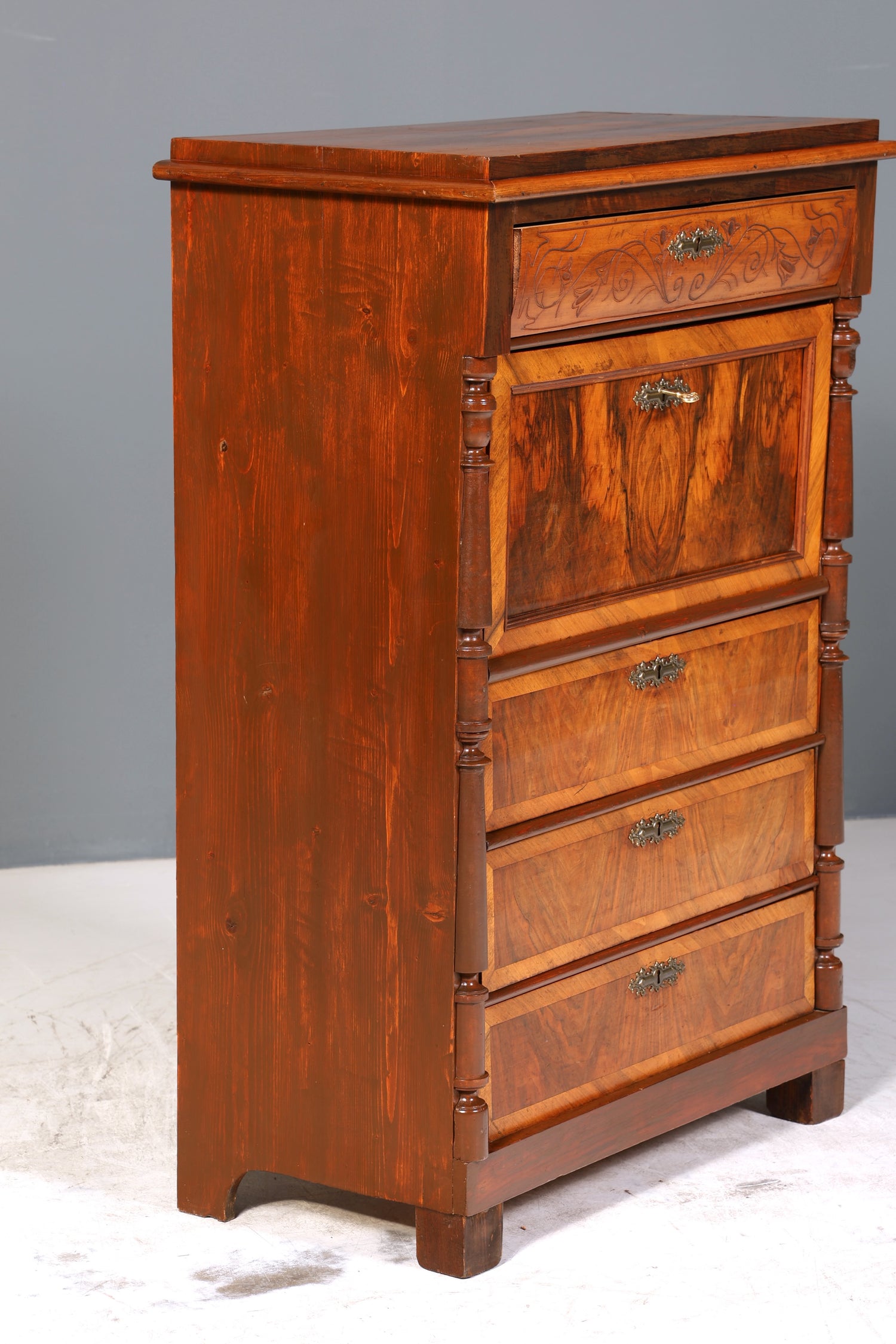 Edler Gründerzeit Sekretär Vertiko Highboard Jugendstil Kommode Schrank um 1880