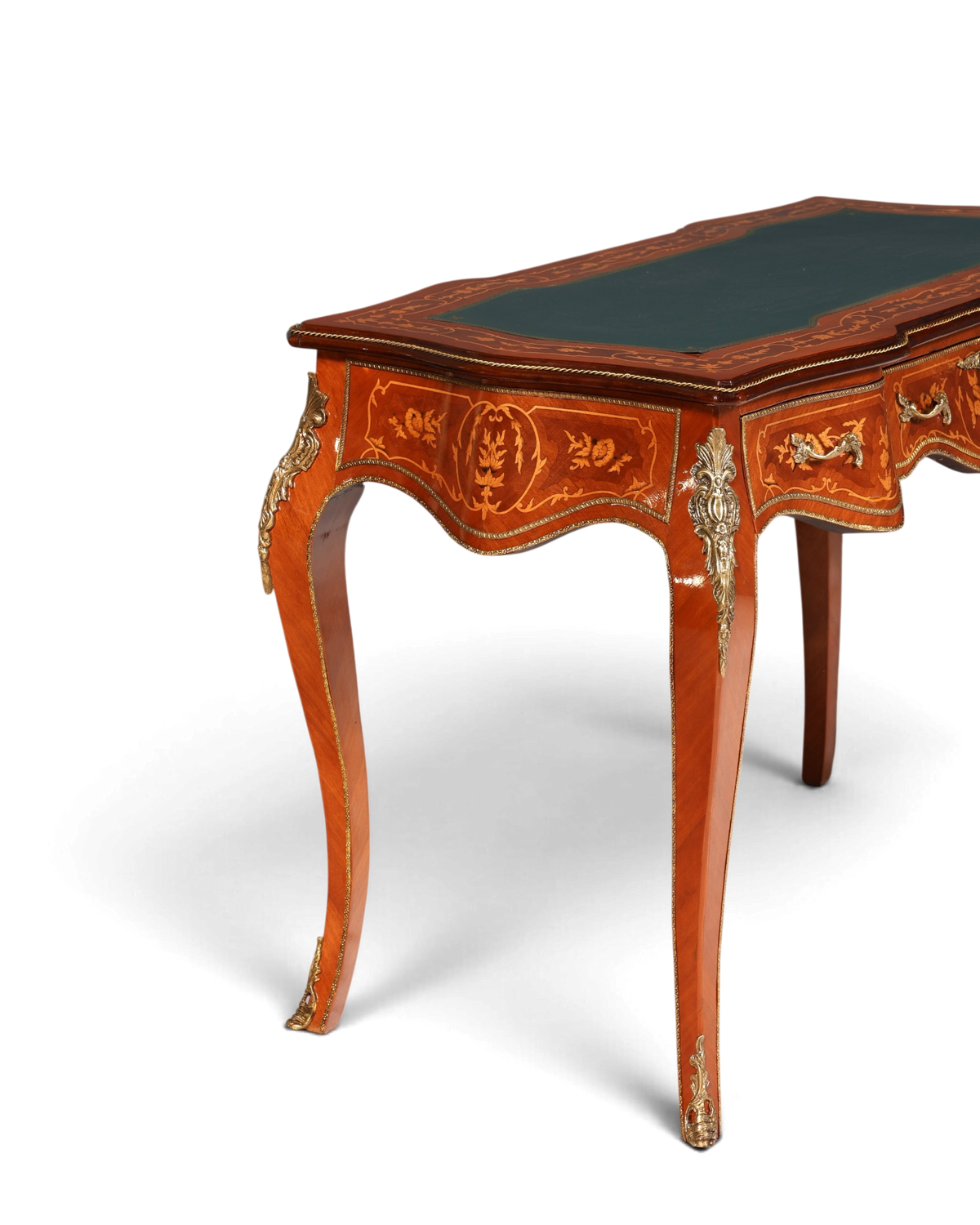 Traumhafter Louis XV Stil Schreibtisch French Desk Antik Barock Stil grün Bürotisch