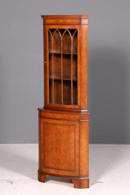 Wunderschöne Englische Eckvitrine Mahagoni Eckschrank Glasvitrine Vitrine Antik Echt Holz Vintage