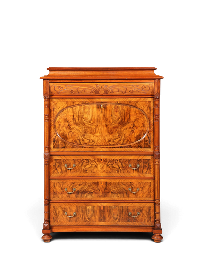 Traumhafter Louis Philippe Sekretär um 1870 Vertiko Nussbaum Highboard Kommode Sekretär Schrank