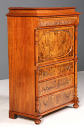 Traumhafter Louis Philippe Sekretär um 1870 Vertiko Nussbaum Highboard Kommode Sekretär Schrank