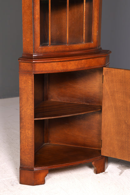 Wunderschöne Englische Eckvitrine Mahagoni Eckschrank Glasvitrine Vitrine Antik Echt Holz Vintage