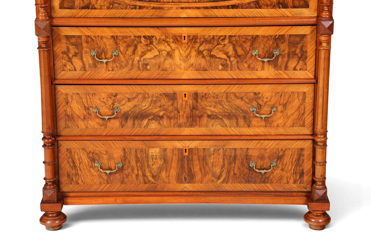Traumhafter Louis Philippe Sekretär um 1870 Vertiko Nussbaum Highboard Kommode Sekretär Schrank