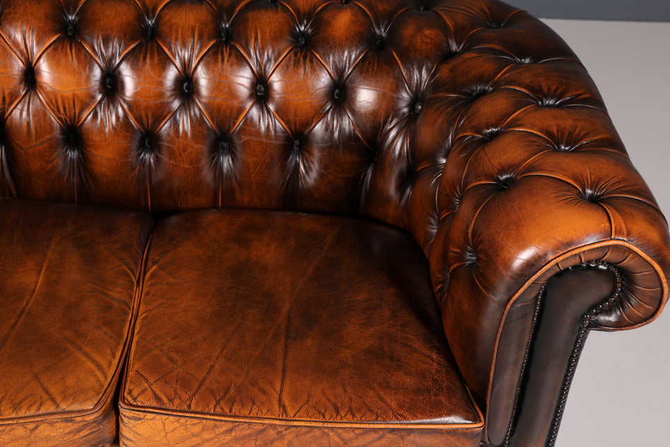 Original Chesterfield 2er Sofa Englisch echt Leder Couch 1 von 2