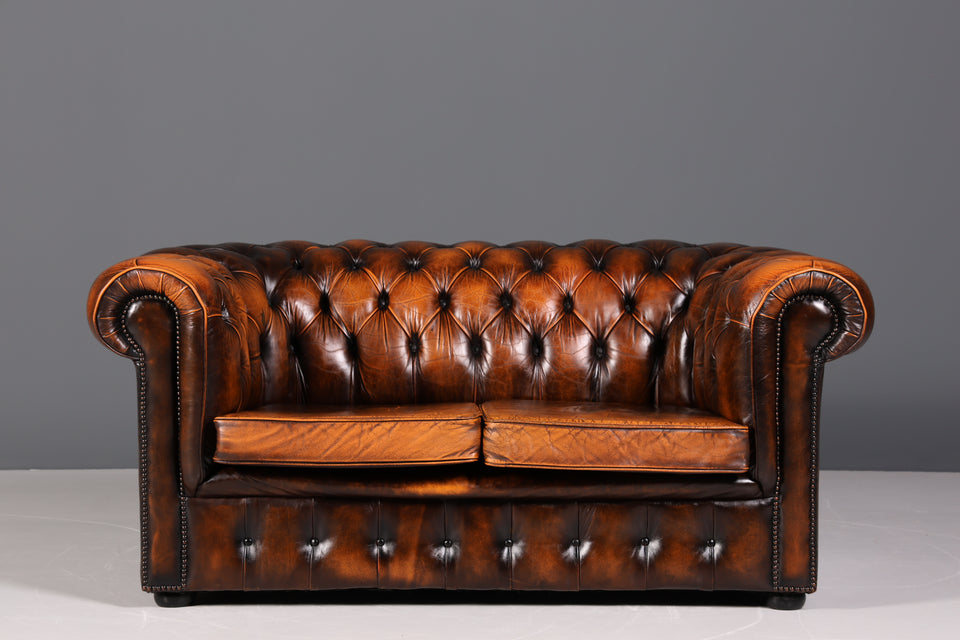 Original Chesterfield 2er Sofa Englisch echt Leder Couch 2 von 2