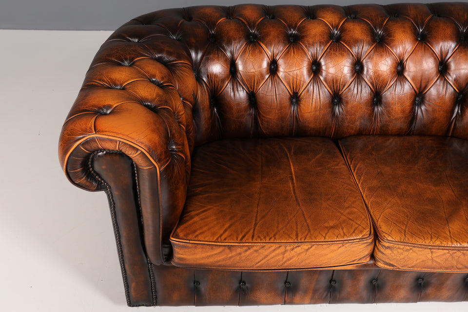 Original Chesterfield 2er Sofa Englisch echt Leder Couch 2 von 2