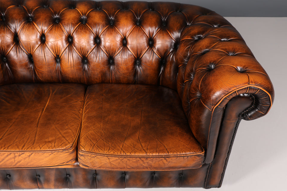 Original Chesterfield 2er Sofa Englisch echt Leder Couch 2 von 2