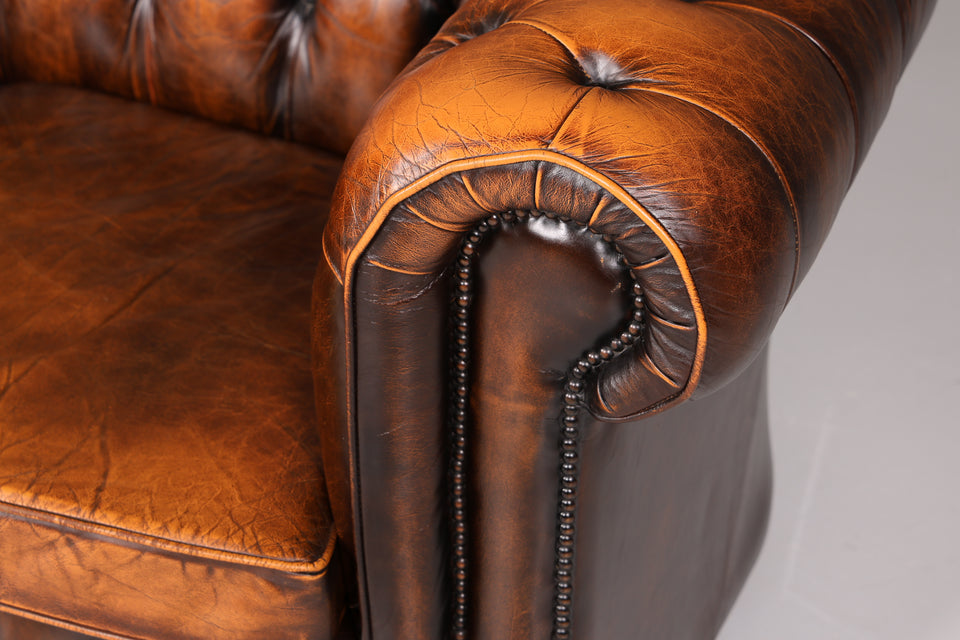 Original Chesterfield 2er Sofa Englisch echt Leder Couch 2 von 2