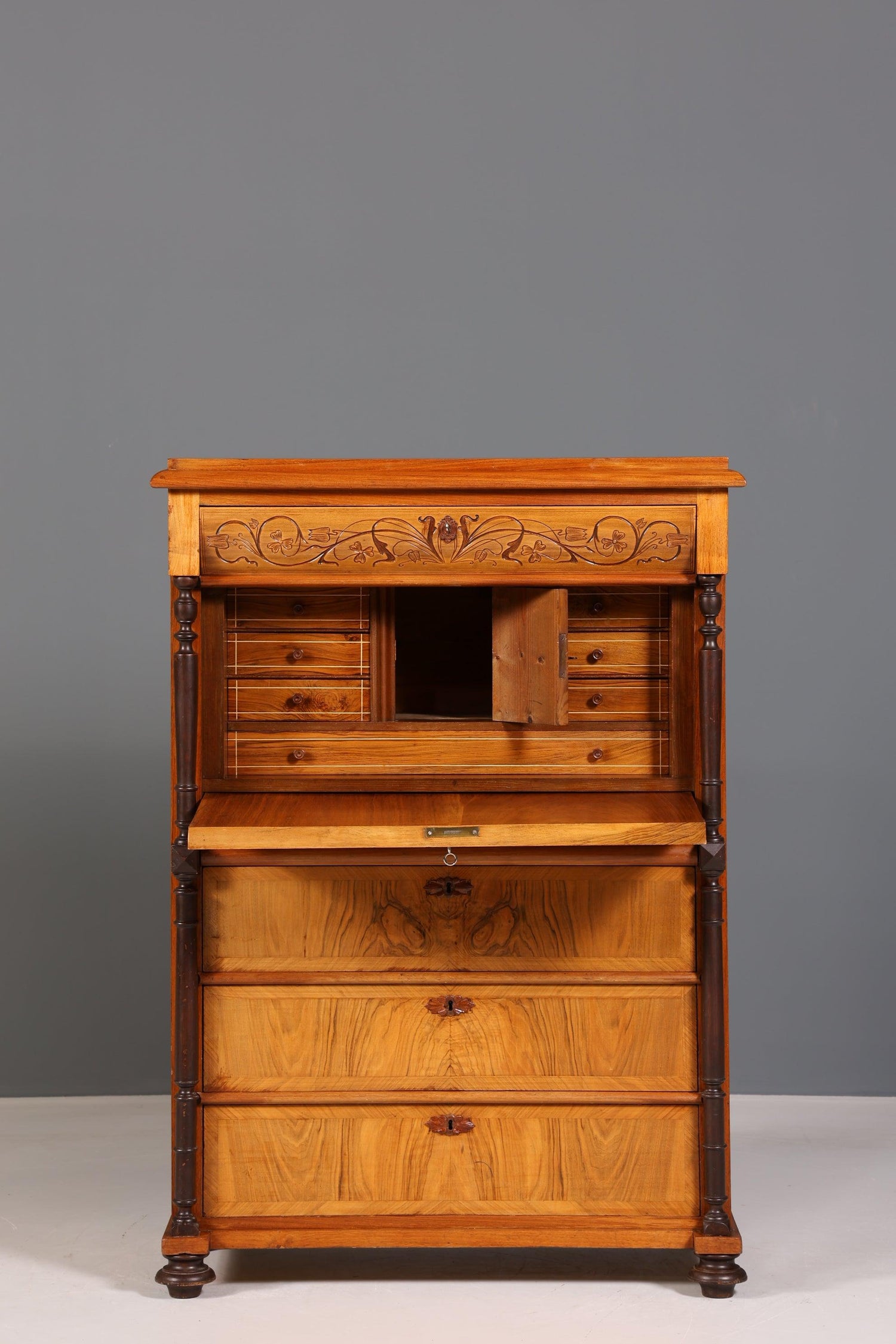 Stilvoller Gründerzeit Sekretär Vertiko Jugendstil Highboard Louis Philippe Kommode um 1880