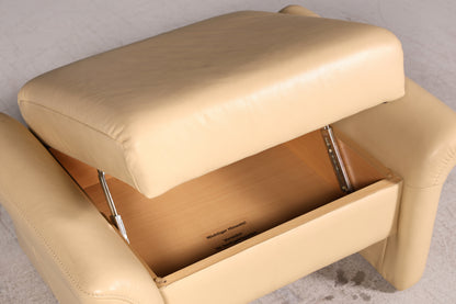 Edles Himolla Cumuly 2-Sitzer Ledersofa mit Hocker Echtleder Creme Relaxsofa Couch Sofa Vintage
