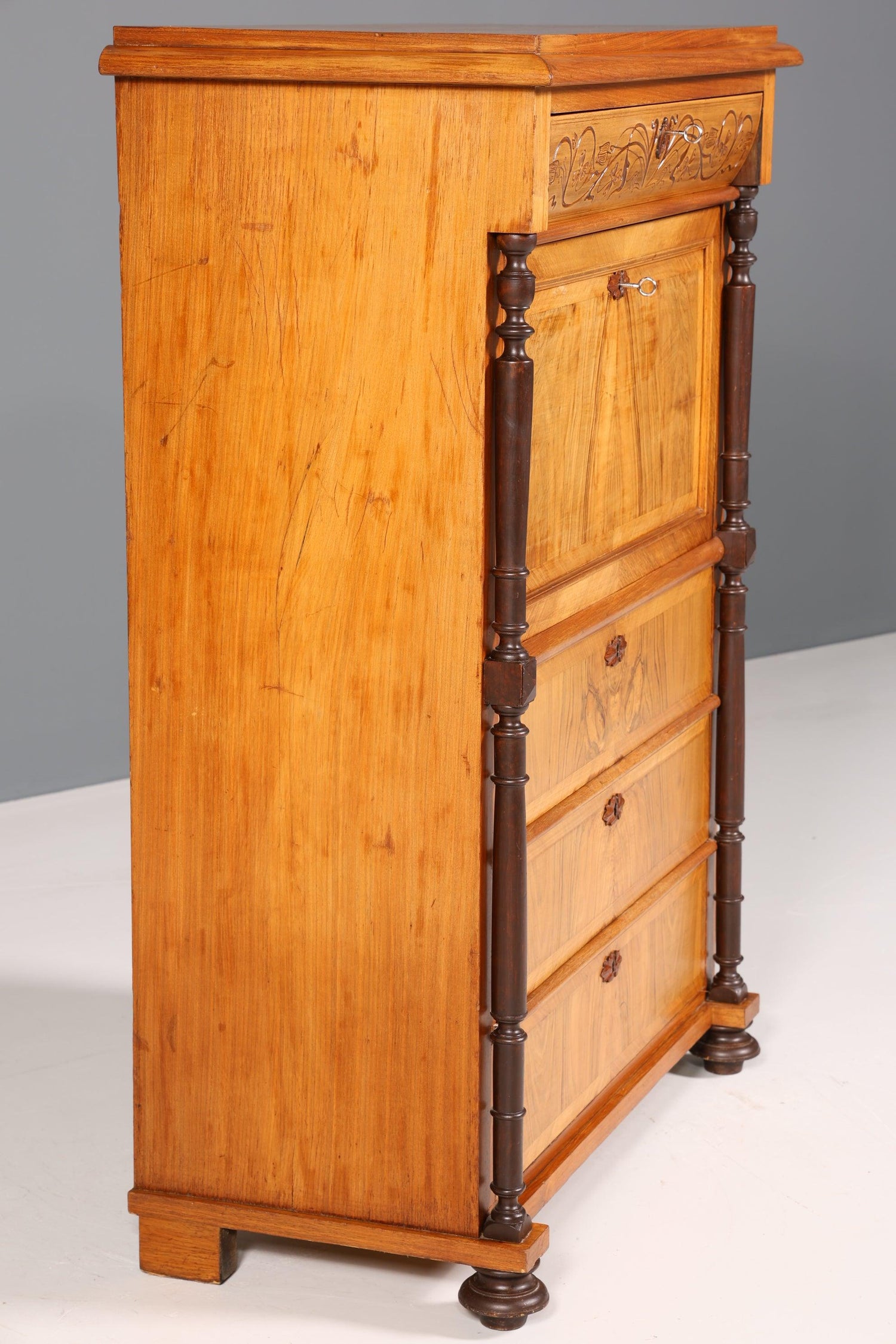 Stilvoller Gründerzeit Sekretär Vertiko Jugendstil Highboard Louis Philippe Kommode um 1880