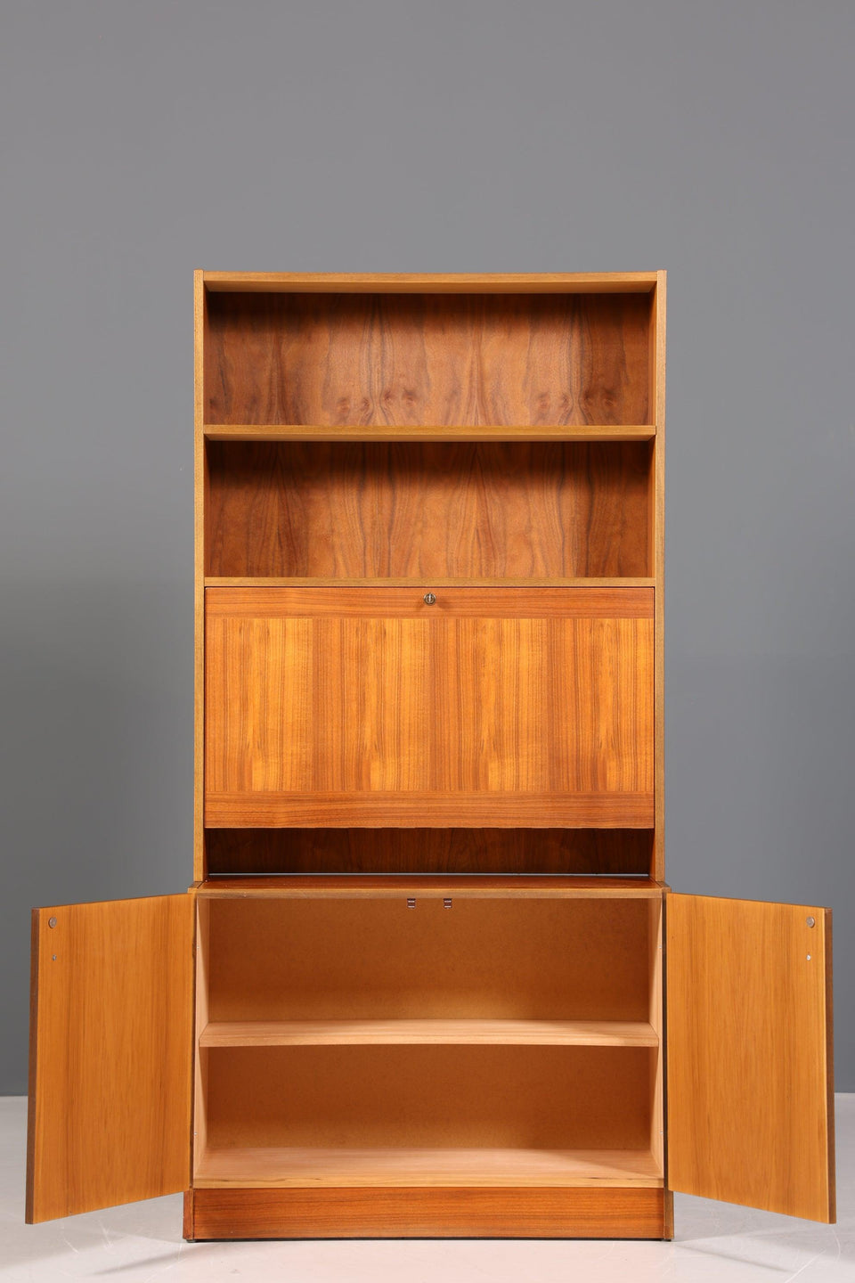 Wunderschönes Mid Century Schrank Vintage Teak Holz Sekretär Regal Retro Bücherregal 60s