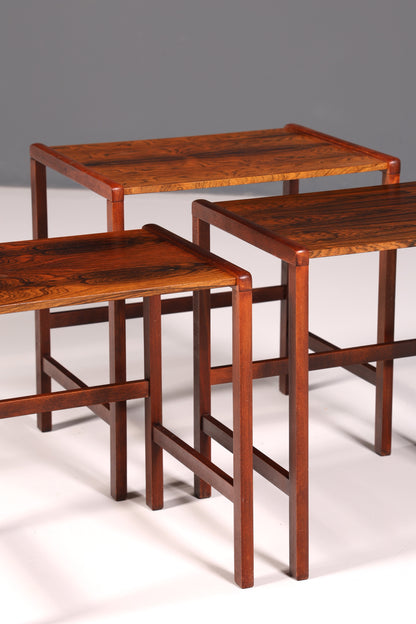 Filigranes Mid Century Tisch Set Couchtisch Palisander 3er Satz Ablagetisch Beistelltisch Satztische Vintage