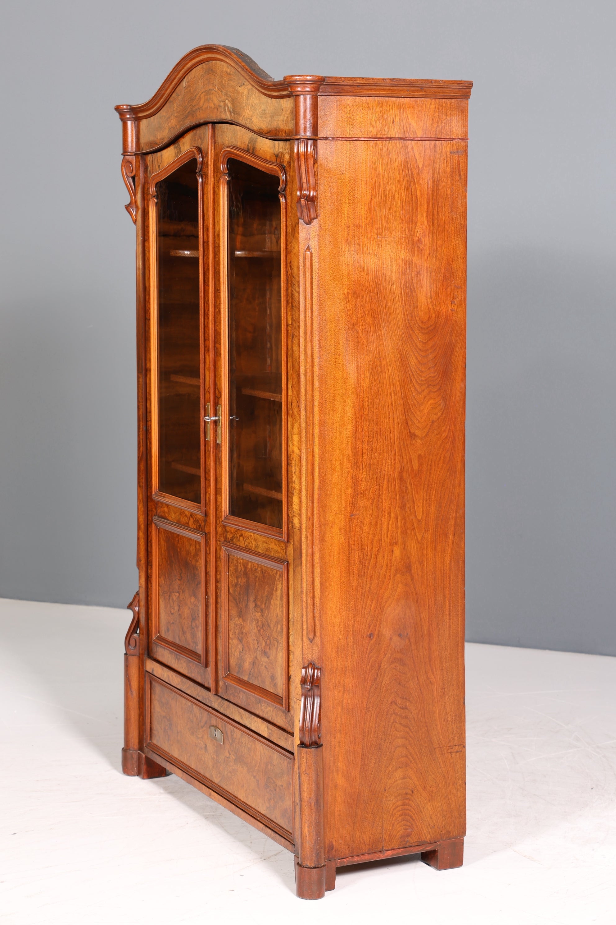 Traumhafte Louis Philippe Vitrine Antik Biedermeier Schrank echt Holz um 1880 Geschirrschrank