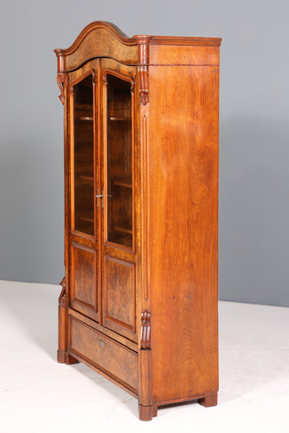 Traumhafte Louis Philippe Vitrine Antik Biedermeier Schrank echt Holz um 1880 Geschirrschrank