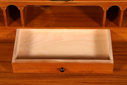 Beautiful mid-century roll-top writing bureau, desk, office cabinet, vintage 1960s wood