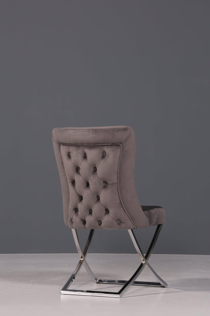 Edler Chesterfield Stil Samtstuhl &quot;Valencia&quot; in Grau