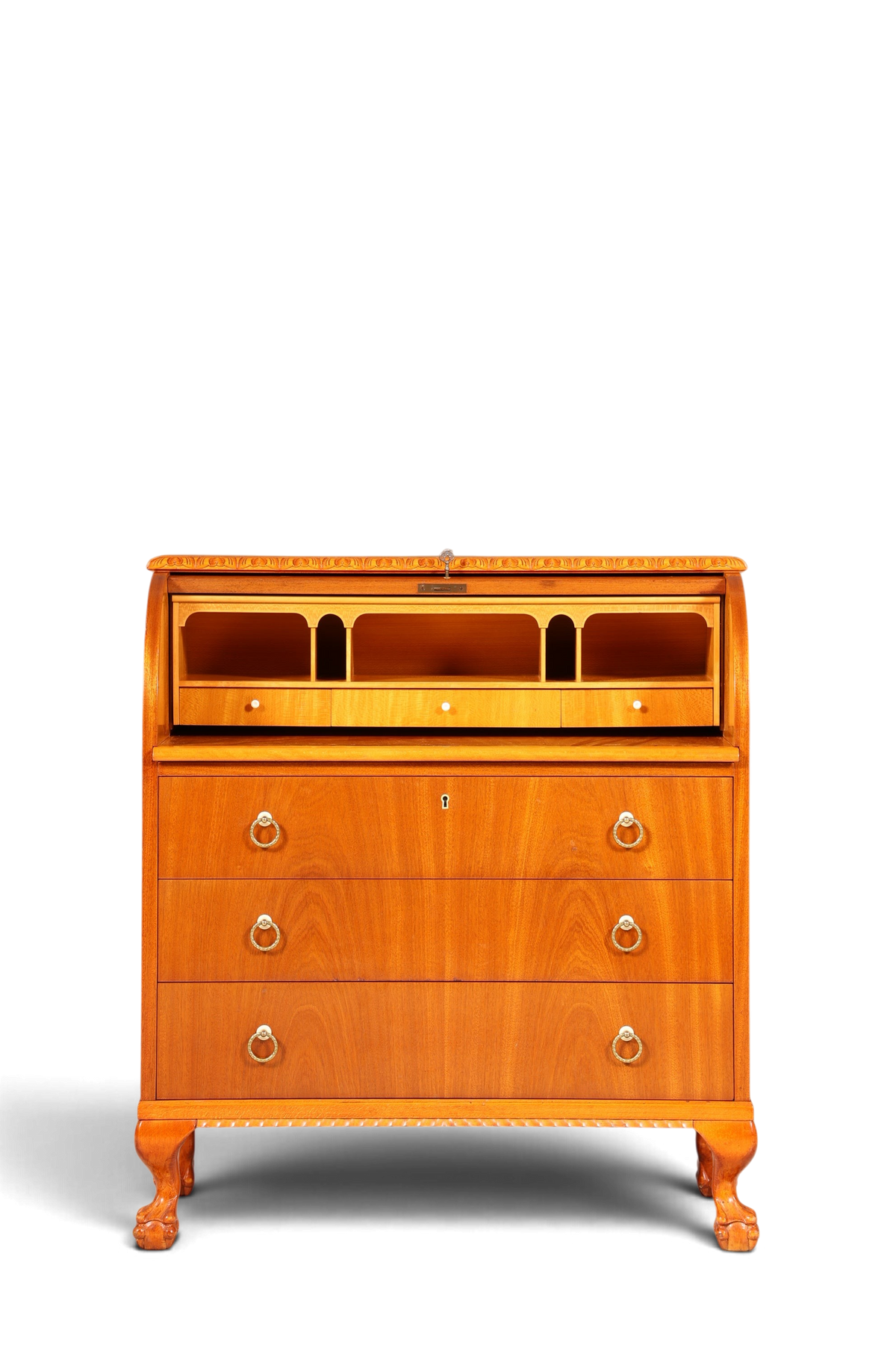 Traumhafter Rollladen Sekretär um 1930 Büro Kommode echt Holz Barock Stil Schreibtisch Bürokommode