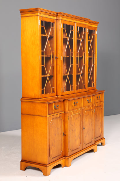 Edle Englische Vitrine Bücherschrank Buffet Antik Stil Englisch Eibe Glasvitrine Bibliothek