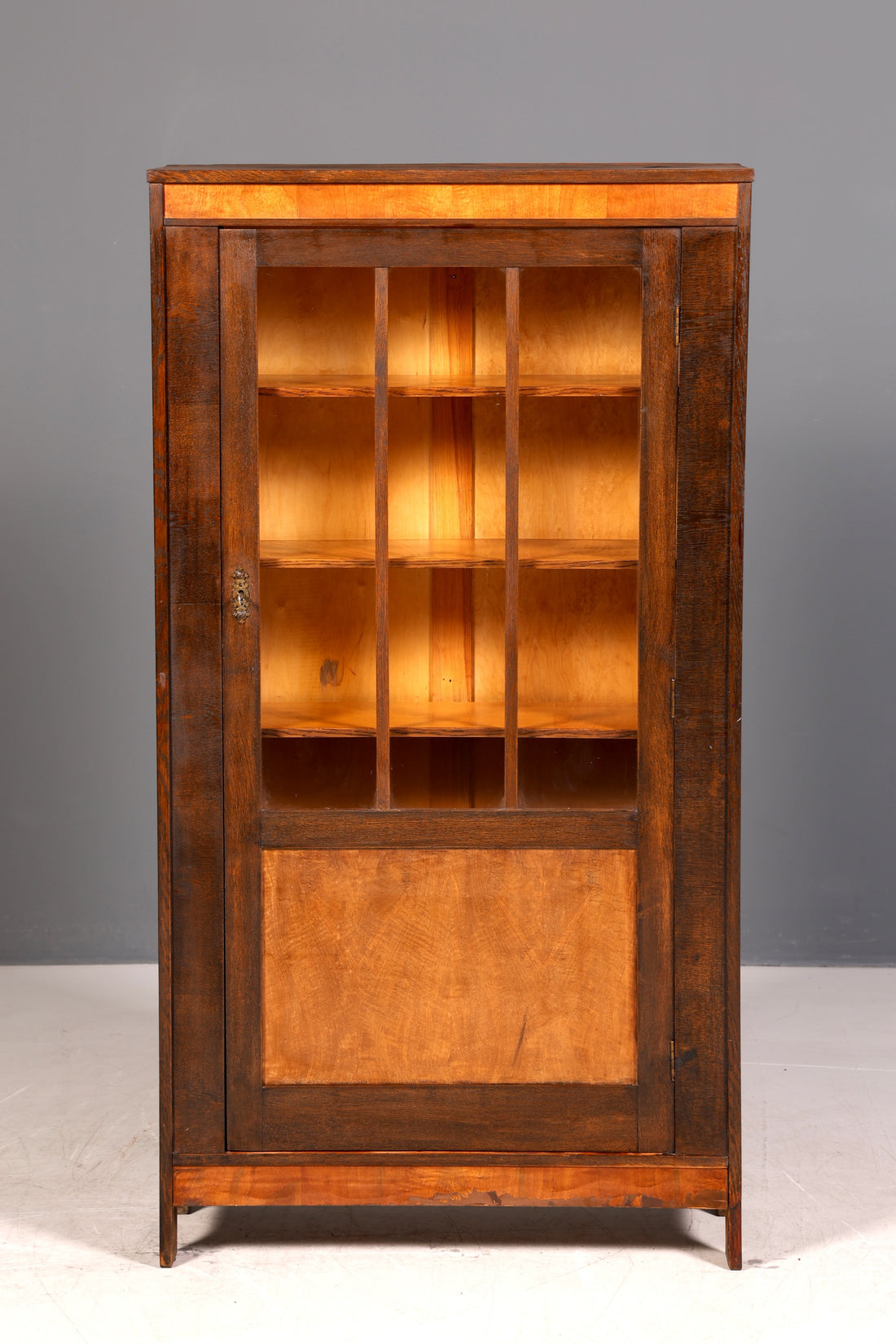 G800 Finish Traumhafte Jugendstil Vitrine Antike Holz Bücherschrank Eiche Antik Schrank Geschirrschrank (Kopie)