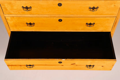 Edle Antike Kommode Weichholz Schubladenkommode Messingbeschläge Antik Massivholz Vintage