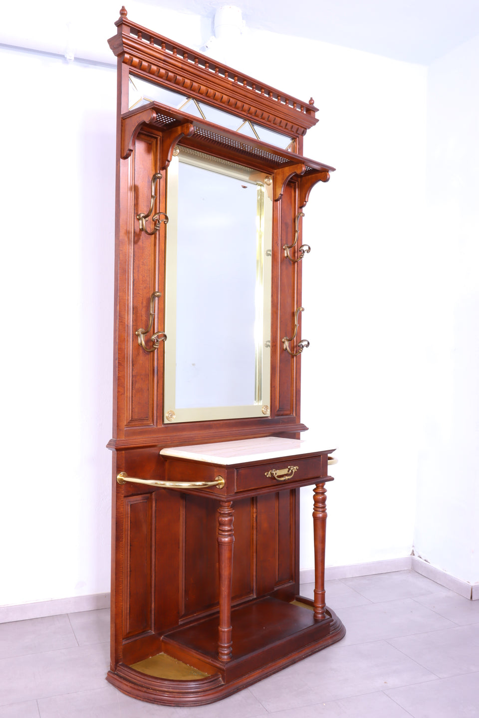 Seltene Jugendstil Gründerzeit Garderobe Pulaski Marmor Spiegel