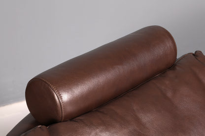 Beautiful Stressless E200 corner sofa in genuine brown leather with chaise longue, footstool, and vintage leather upholstery.