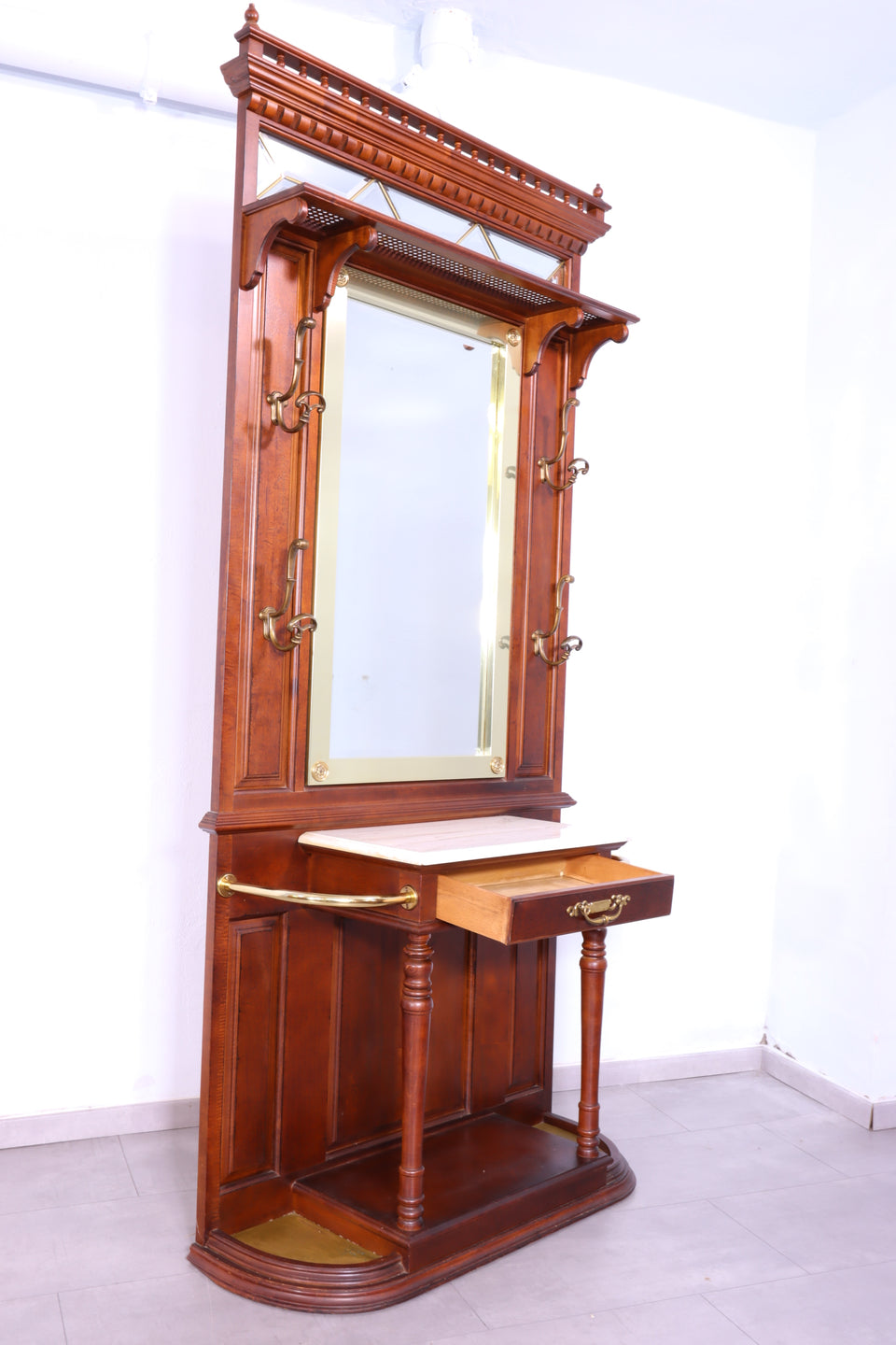 Seltene Jugendstil Gründerzeit Garderobe Pulaski Marmor Spiegel