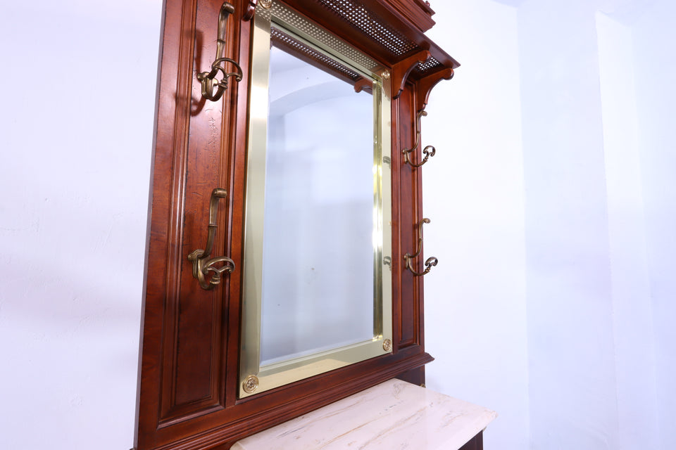 Seltene Jugendstil Gründerzeit Garderobe Pulaski Marmor Spiegel
