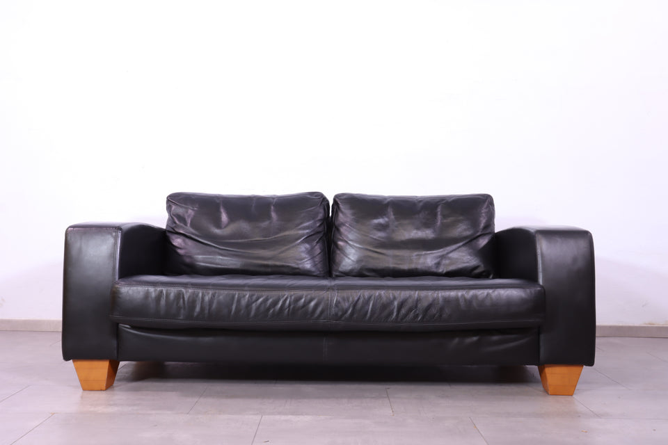 Hochwertiges echt Leder Sofa in schwarz Design Couch