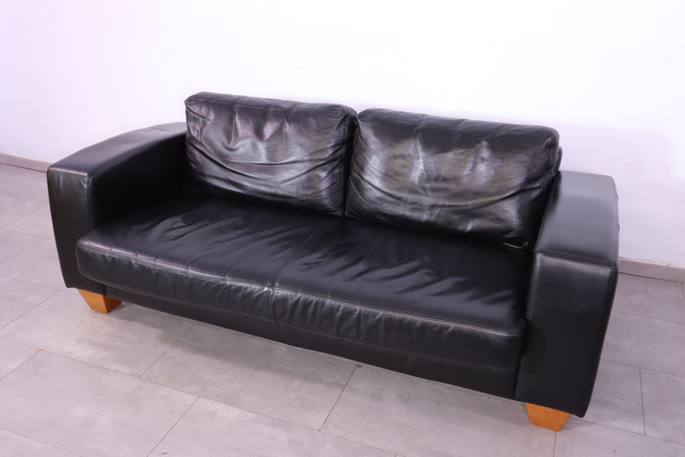 Hochwertiges echt Leder Sofa in schwarz Design Couch