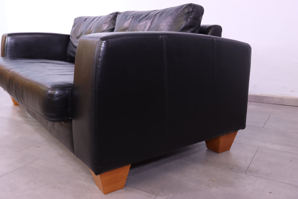 Hochwertiges echt Leder Sofa in schwarz Design Couch