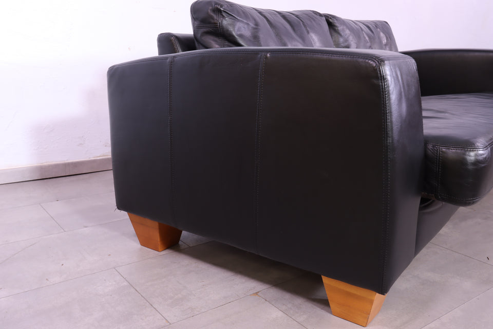 Hochwertiges echt Leder Sofa in schwarz Design Couch
