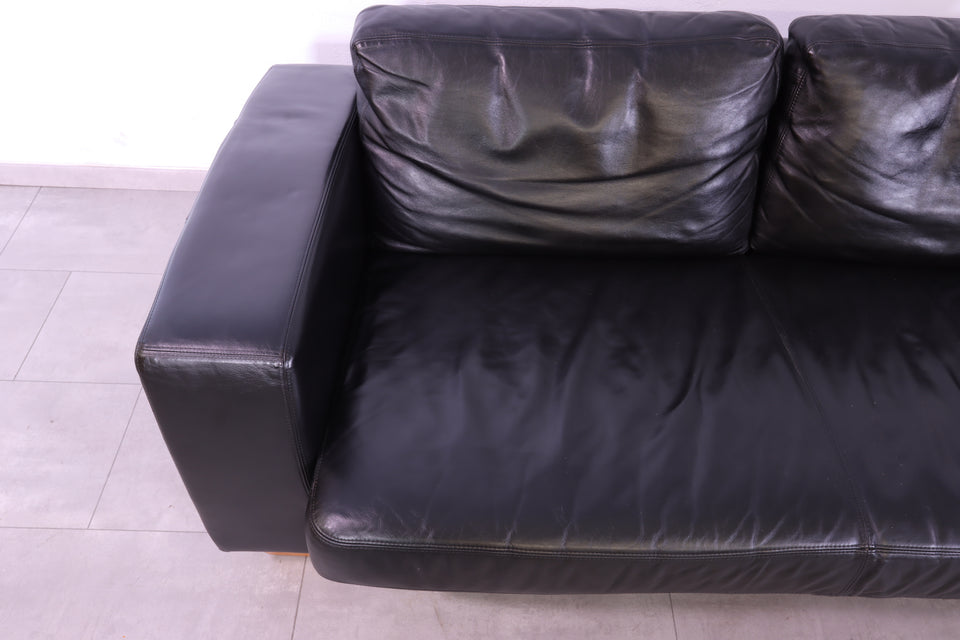 Hochwertiges echt Leder Sofa in schwarz Design Couch
