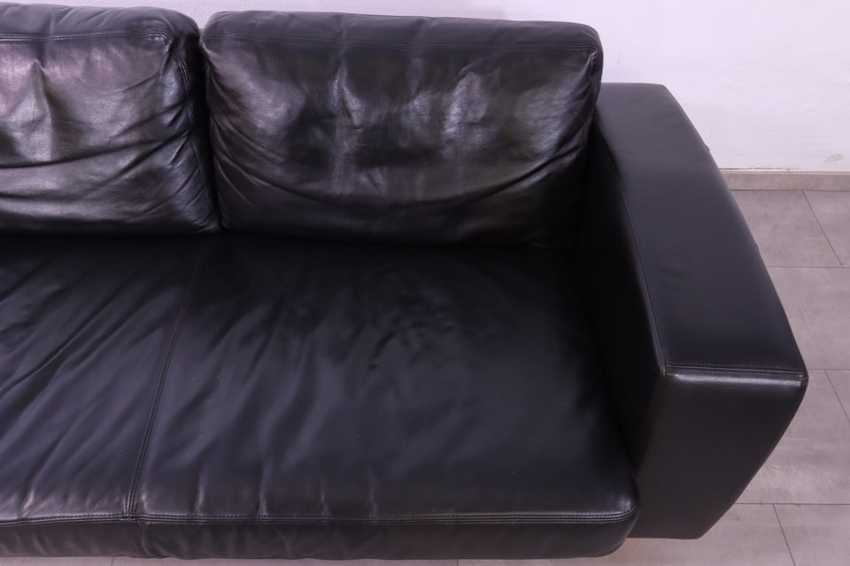 Hochwertiges echt Leder Sofa in schwarz Design Couch