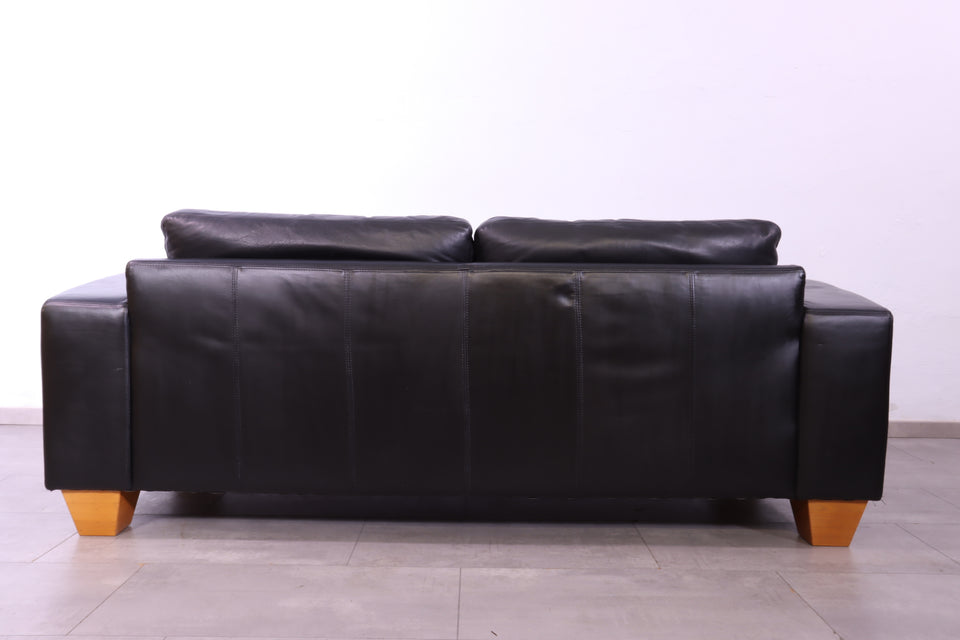 Hochwertiges echt Leder Sofa in schwarz Design Couch