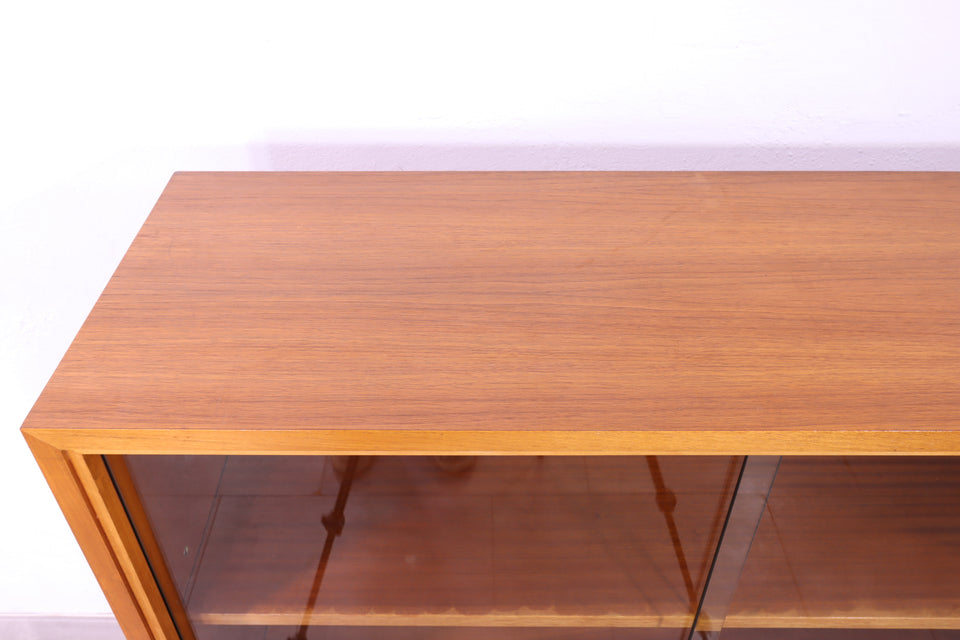 Mid Century Highboard Retro Vitrine Nussbaum Schrank Kommode