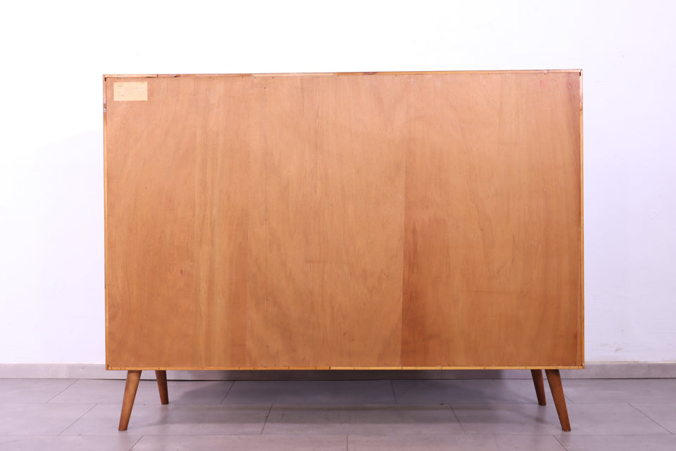Mid Century Highboard Retro Vitrine Nussbaum Schrank Kommode